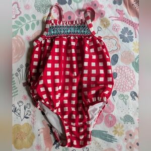 Cat & Jack Red and White Checkered Swimwear